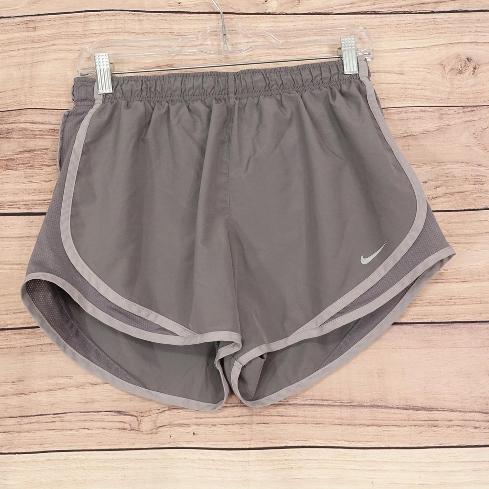 Nike Dri-FIT Shorts Womens M Gray Athletic Running Lined Drawstring 2.5 Inseam
